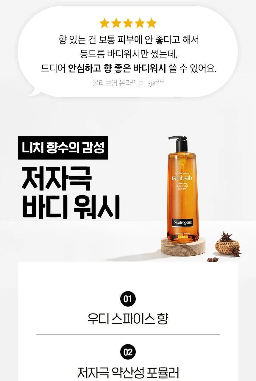 [우디앰버향] 뉴트로지나 레인바스 오리지널 엠버 바디워시 473mL 상세페이지 3